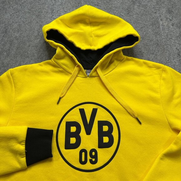 Borussia Dortmund Puma Hoodie Men L Yellow Black BVB 09  Sweatshirt - Picture 1 of 16